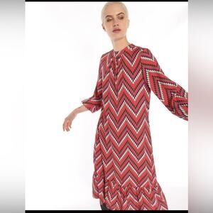 Vilagallo Una Zig Zag Squares Dress Pink/Multi Colored New EU Size 40 (8 Medium)